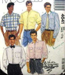 4641 MCCALLS BUTTON YOKE SHIRT MR PATTERN  17 1/2'' or 16 1/2'' CHOICE